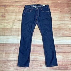 Carhartt Jeans Women 30X32 Modern Fit Straight Slim Dark Denim Flap Pocket WB032